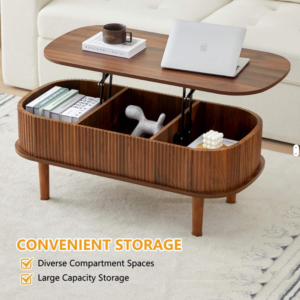 Walnut Lift-Top Coffee Table with Hidden Storage & Flat-Pack Design