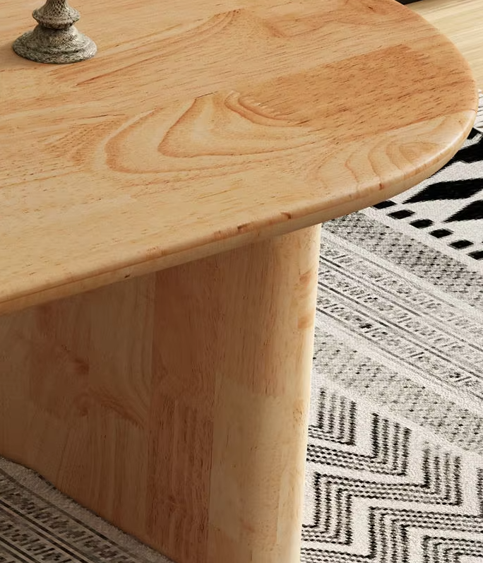 Scandinavian Pill-Shaped Coffee Table with Open Shelf & Fluted Leg - Image 5