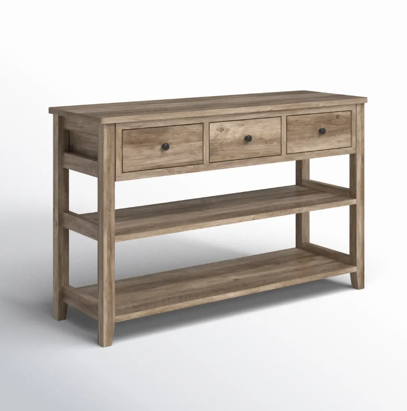 Rustic Console Table with 3 Drawers & 2-Tier Open Shelves - Image 6