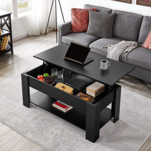 Classic Lift-Top Coffee Table with Spring Support & Open Bottom Shelf