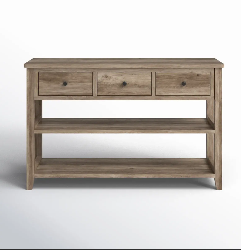 Rustic Console Table with 3 Drawers & 2-Tier Open Shelves - Image 2