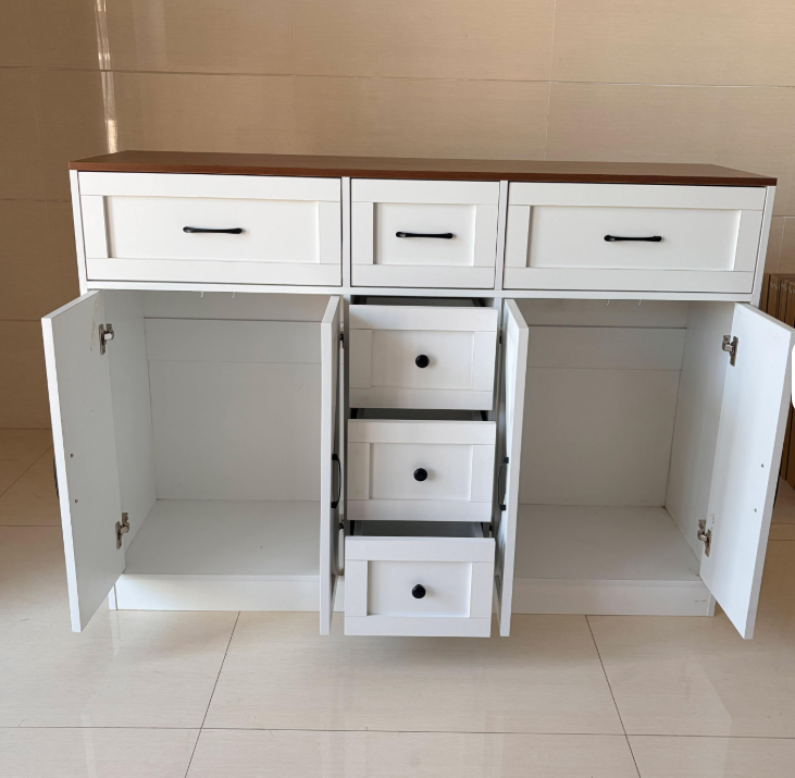 Farmhouse Buffet Sideboard with X-Panel Doors, 3 Drawers & Walnut Top - Image 2