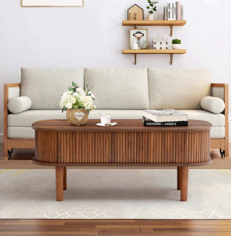 Walnut Lift-Top Coffee Table with Hidden Storage & Flat-Pack Design - Image 6