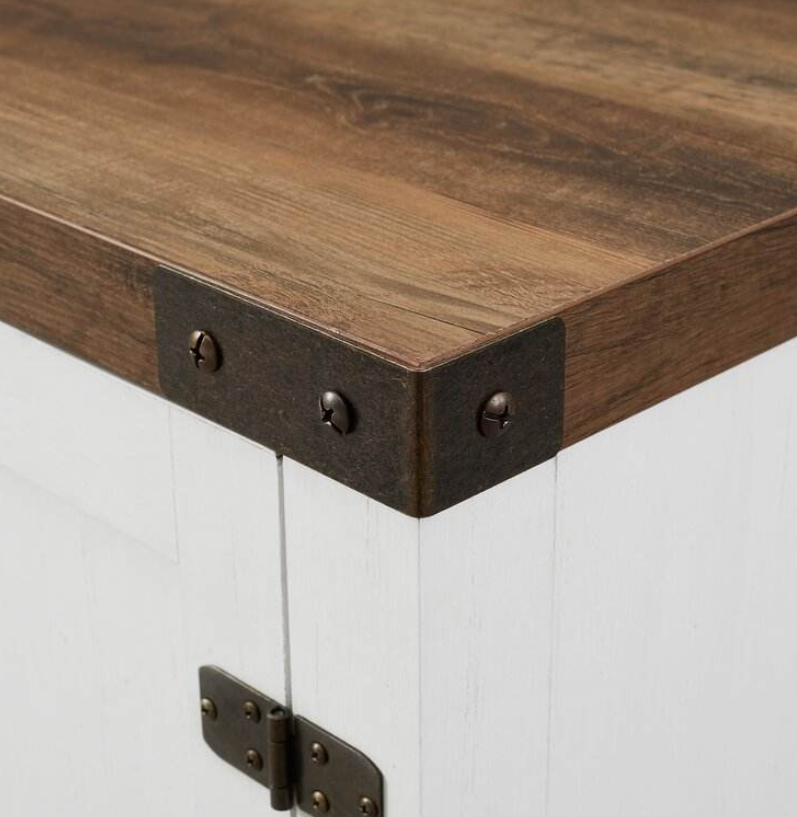 Farmhouse Industrial TV Stand with X-Panel Doors & Metal Accents - Image 4
