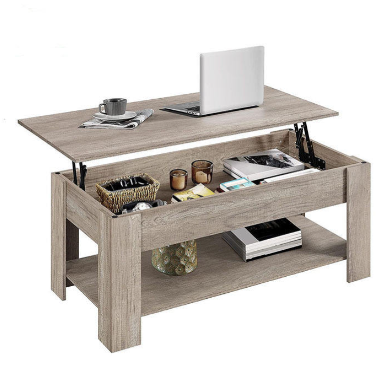 Classic Lift-Top Coffee Table with Spring Support & Open Bottom Shelf - Image 4