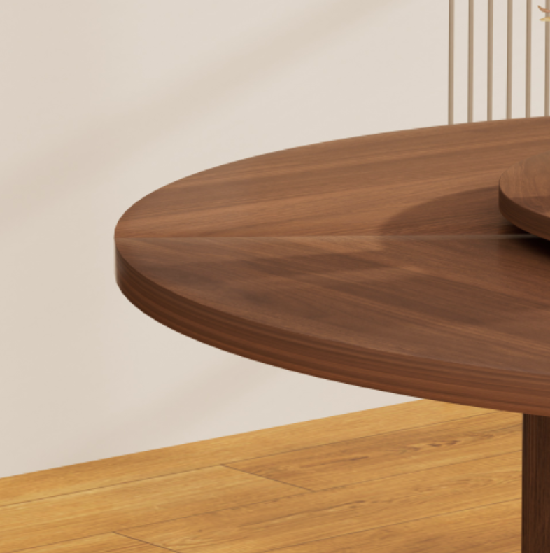Round Dining Table with Lazy Susan Turntable & Cylindrical Storage Base - Image 4