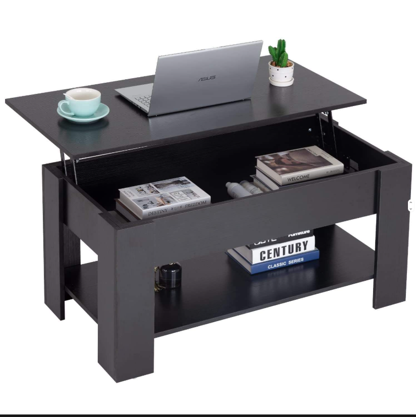 Classic Lift-Top Coffee Table with Spring Support & Open Bottom Shelf - Image 5