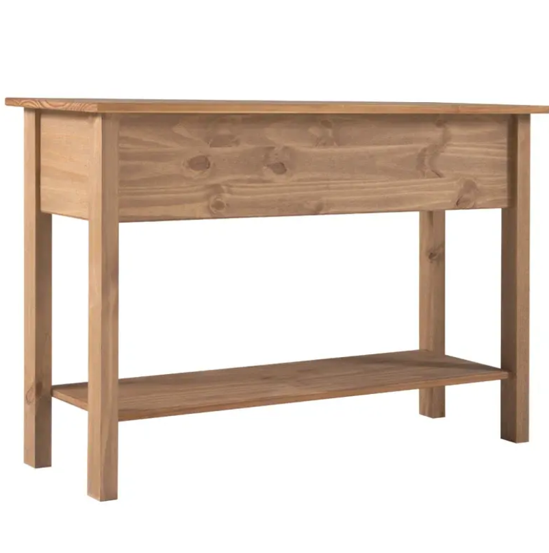 Solid New Zealand Pine Console Table with 3 Drawers & Vintage Ring Pulls - Image 5