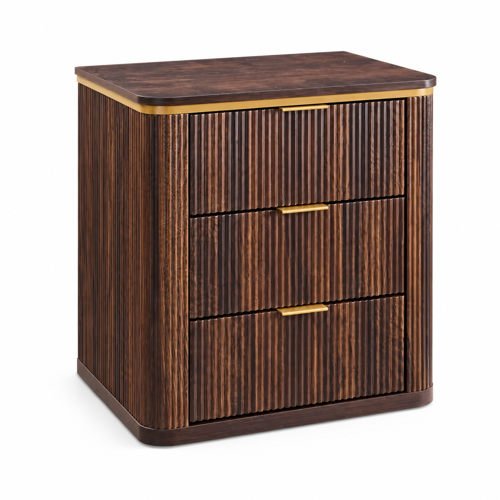 Luxury Fluted Nightstand with Touch-Activated LED Light & Wireless Charging - Image 8