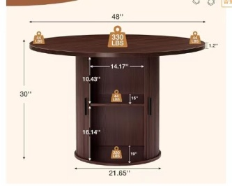 Round Dining Table with Lazy Susan Turntable & Cylindrical Storage Base - Image 5