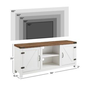 Farmhouse Industrial TV Stand with X-Panel Doors & Metal Accents